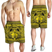 Hawaiian Map Madame Pele Kanaka Plumeria Polynesian Men's Shorts Yellow AH - Polynesian Pride