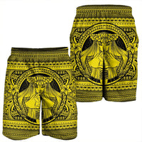 Hawaiian Map Madame Pele Kanaka Plumeria Polynesian Men's Shorts Yellow AH - Polynesian Pride