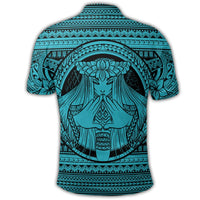 Hawaiian Map Madame Pele Mauna Kea Plumeria Polynesian Polo Shirt Blue - Polynesian Pride