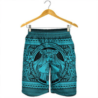 Hawaiian Map Madame Pele Mauna Kea Plumeria Polynesian Men's Shorts Blue AH - Polynesian Pride