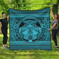 Hawaiian Map Madame Pele Mauna Kea Plumeria Polynesian Premium Quilts Blue AH Black - Polynesian Pride