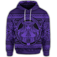 Hawaiian Map Madame Pele Mauna Kea Plumeria Polynesian Hoodie Purple - Polynesian Pride