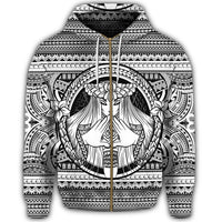 Hawaiian Map Madame Pele Mauna Kea Plumeria Polynesian Zip Hoodie White - Polynesian Pride