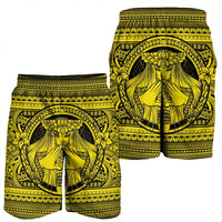 Hawaiian Map Madame Pele Mauna Kea Plumeria Polynesian Men's Shorts Yellow AH - Polynesian Pride