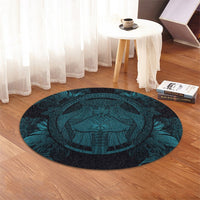 Hawaiian Map Madame Pele Polynesian Round Carpet Blue AH - Polynesian Pride