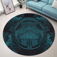 Hawaiian Map Madame Pele Polynesian Round Carpet Blue AH - Polynesian Pride