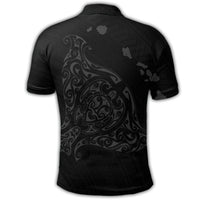 Hawaiian Map Manta Ray Gray Polynesian Polo Shirt - Polynesian Pride