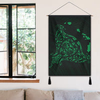 Hawaiian Map Manta Ray Green Polynesian Hanging Poster - AH - Polynesian Pride