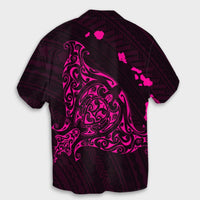 Hawaiian Map Manta Ray Pink Polynesian Hawaiian Shirt - AH - Polynesian Pride