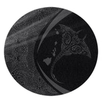 Hawaiian Map Manta Ray Polynesian Round Carpet - Gray - Circle Style - AH Round Carpet Luxurious Plush - Polynesian Pride