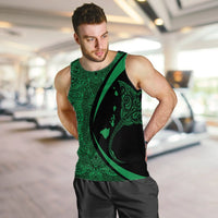 Hawaiian Map Manta Ray Polynesian Tank Top - Green - Circle Style - AH - Polynesian Pride