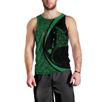 Hawaiian Map Manta Ray Polynesian Tank Top - Green - Circle Style - AH Black - Polynesian Pride