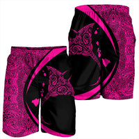Hawaiian Map Manta Ray Polynesian Men's Shorts - Pink - AH - Polynesian Pride