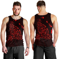 Hawaiian Map Manta Ray Red Polynesian Tank Top - AH - Polynesian Pride