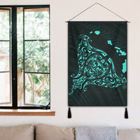 Hawaiian Map Manta Ray Turquoise Polynesian Hanging Poster - AH - Polynesian Pride