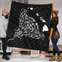 Hawaiian Map Manta Ray White Polynesian Premium Quilts - AH - Polynesian Pride