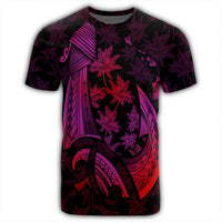 Hawaiian Map Palm Trees Fish Hook Polynesian T Shirt Colorful Red - Polynesian Pride