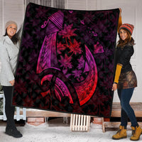 Hawaiian Map Palm Trees Fish Hook Polynesian Premium Quilts Colorful Red - AH - Polynesian Pride