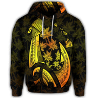 Hawaiian Map Palm Trees Fish Hook Polynesian Hoodie Colorful Yellow - Polynesian Pride