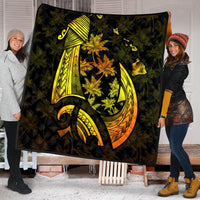 Hawaiian Map Palm Trees Fish Hook Polynesian Premium Quilts Colorful Yellow - AH - Polynesian Pride