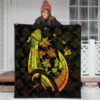 Hawaiian Map Palm Trees Fish Hook Polynesian Premium Quilts Colorful Yellow - AH - Polynesian Pride