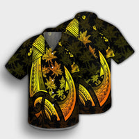 Hawaiian Map Palm Trees Fish Hook Polynesian Hawaiian Shirt Colorful Yellow - AH - Polynesian Pride
