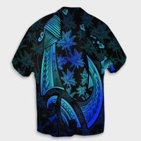 Hawaiian Map Palm Trees Fish Hook Polynesian Quilt Hawaiian Shirt Colorful Blue - AH - Polynesian Pride