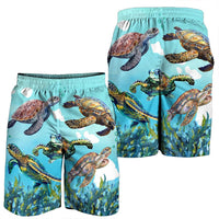 Hawaiian Map Sea Turtles Ocean Polynesian Men's Shorts - AH - Polynesian Pride