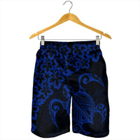Hawaiian Map Turtle Hibiscus Kanaka Polynesian Men's Shorts - Blue - AH - Polynesian Pride
