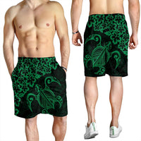 Hawaiian Map Turtle Hibiscus Kanaka Polynesian Men's Shorts - Green - AH - Polynesian Pride