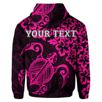 Custom Hawaiian Map Turtle Hibiscus Kanaka Polynesian Hoodie Pink - Polynesian Pride