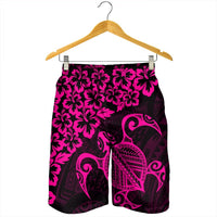 Hawaiian Map Turtle Hibiscus Kanaka Polynesian Men's Shorts - Pink - AH - Polynesian Pride