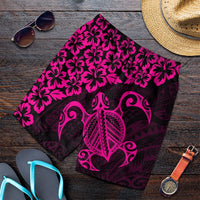 Hawaiian Map Turtle Hibiscus Kanaka Polynesian Men's Shorts - Pink - AH Art - Polynesian Pride
