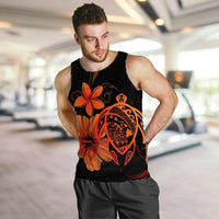 Hawaiian Map Turtle Hibiscus Plumeria Polynesian Tank Top - Orange - AH - Polynesian Pride