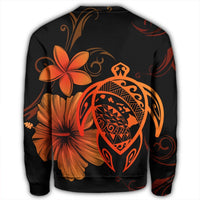 Hawaiian Map Turtle Hibiscus Plumeria Polynesian Sweatshirt - Orange - AH - Polynesian Pride