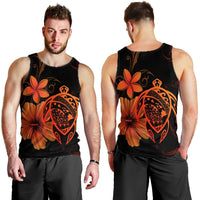 Hawaiian Map Turtle Hibiscus Plumeria Polynesian Tank Top - Orange - AH - Polynesian Pride