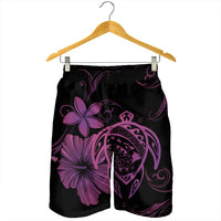 Hawaiian Map Turtle Hibiscus Plumeria Polynesian Men's Shorts - Pink - AH - Polynesian Pride