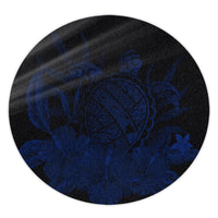 Hawaiian Map Turtle Hibiscus Polynesian Round Carpet - Blue - AH Round Carpet Luxurious Plush - Polynesian Pride