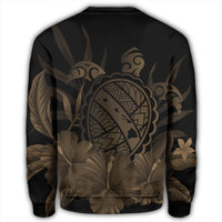 Hawaiian Map Turtle Hibiscus Polynesian Sweatshirt - Gold - AH - Polynesian Pride