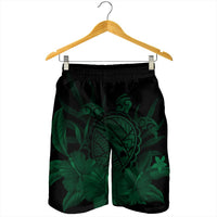 Hawaiian Map Turtle Hibiscus Polynesian Men's Shorts - Green - AH - Polynesian Pride