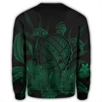 Hawaiian Map Turtle Hibiscus Polynesian Sweatshirt - Green - AH - Polynesian Pride