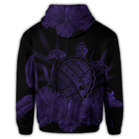 Hawaiian Map Turtle Hibiscus Polynesian Hoodie Purple - Polynesian Pride