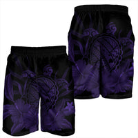Hawaiian Map Turtle Hibiscus Polynesian Men's Shorts - Purple - AH - Polynesian Pride