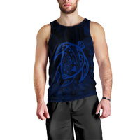 Hawaiian Map Turtle Kanaka Hibiscus Polynesian Tank Top - Blue - AH Black - Polynesian Pride