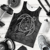Hawaiian Map Turtle Kanaka Hibiscus Polynesian Tank Top - Gray - AH - Polynesian Pride