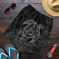 Hawaiian Map Turtle Kanaka Hibiscus Polynesian Men's Shorts - Gray - AH Art - Polynesian Pride