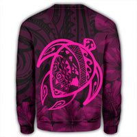 Hawaiian Map Turtle Kanaka Hibiscus Polynesian Sweatshirt - Pink - AH - Polynesian Pride