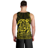 Hawaiian Map Turtle Kanaka Hibiscus Polynesian Tank Top - Yellow - AH - Polynesian Pride