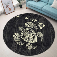 Hawaiian Map Turtle Ohana Hibicus Polynesian Round Carpet - Beige - AH - Polynesian Pride