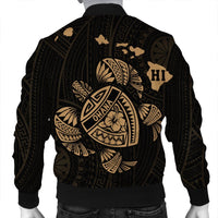 Hawaiian Map Turtle Ohana Hibicus Polynesian Bomber Jacket - Gold - AH - Polynesian Pride